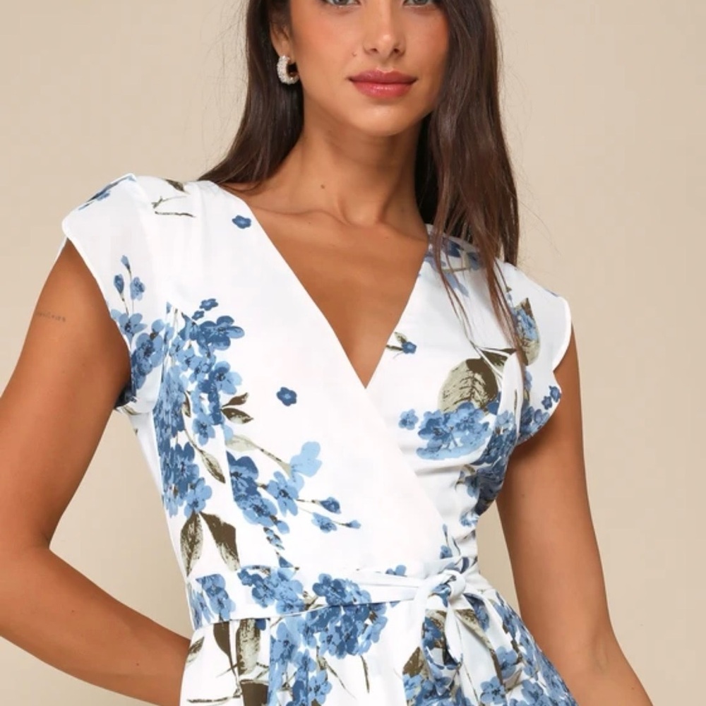 Lulu's Blue and White Floral Dress
